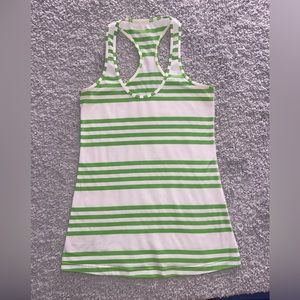 Lululemon Women’s Cool Racerback Tank Top Ocean Stripe Frond Green/White Size 4